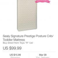 Sealy signature prestige 애기 침대