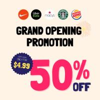 Starbucks, Macy's, UberEats 기프티카드 50% 할인